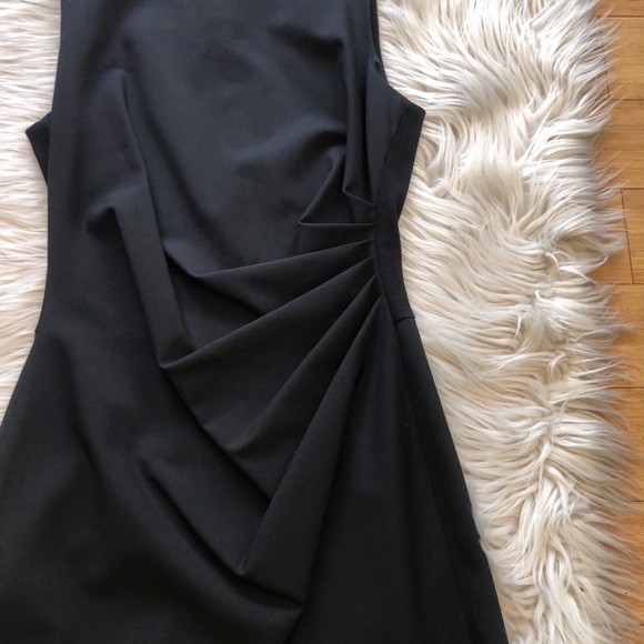 Theory Wool Blend Ruched Classic Minimalist Black Sleeveless Sheath Dress size 6 - Picture 7 of 12